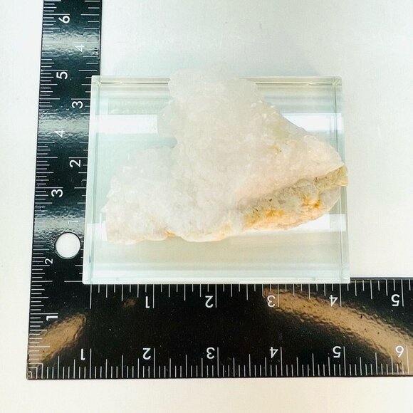 Natural Zeolite Quartz Crystal Geode On Glass Base Display 3.5"x2.5"X1.5" - Picture 7 of 16
